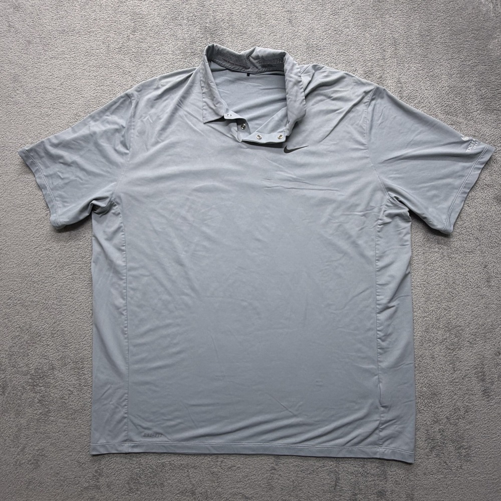 Nike Tiger Woods Collection Polo Shirt Mens 2XL Gray Golf Dri-FIT Yocha Dehe